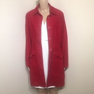 H&M red corduroy trench coat size 10